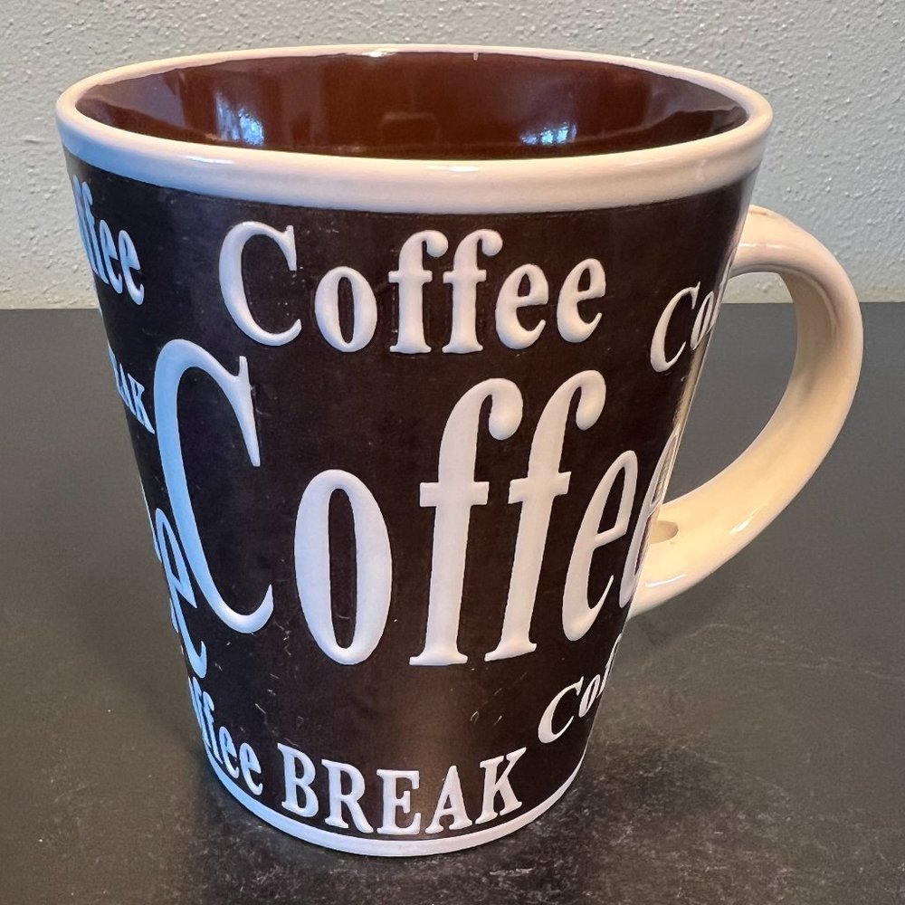 MR. COFFEE Embossed COFFEE BREAK Retro Ceramic Mug Cup 12oz
